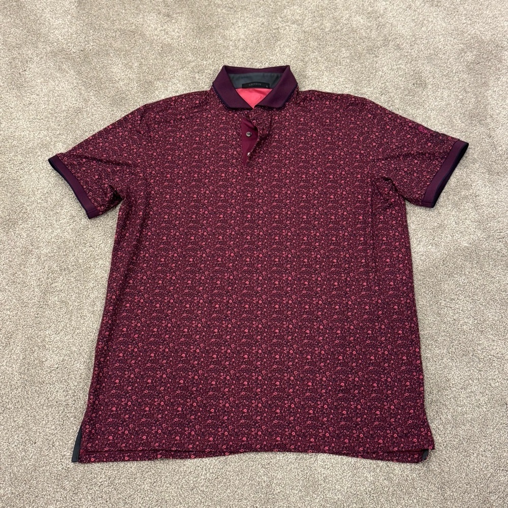 Greyson Purple Floral Trump National LA Golf Polo Contrast Collar size large